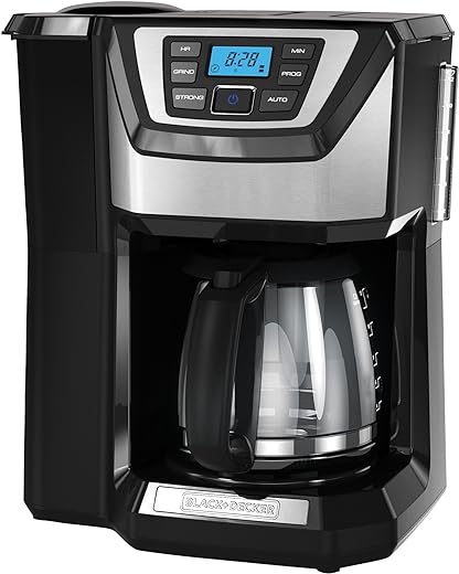 BLACK+DECKER 12-Cup Mill and Brew Coffee Maker, Black, CM5000B