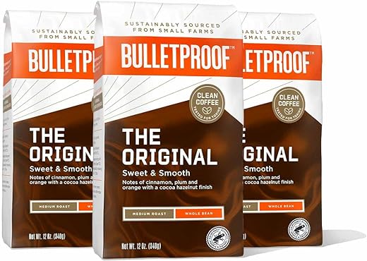 Bulletproof Original Medium Roast Whole Bean Coffee, 12 Ounces (Pack of 3), 100% Arabica Coffee Sourced from Guatemala, Colombia, & El Salvador