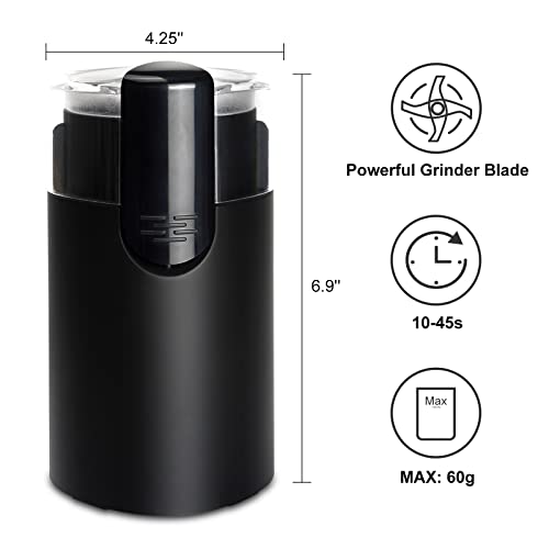 Classic Coffee Grinder Electric, One-Touch Button Spice Grinder, Easy Operation, Durable Stainless Steel Blades Perfect for Espresso, Herbs, Spices, Nuts - Image 3
