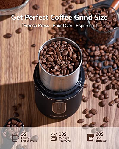 Cordless Coffee Grinder Electric, DmofwHi USB Rechargeable Coffee Bean Grinder with 304 Stainless Steel Blade and Removable Bowl-Black - Image 3