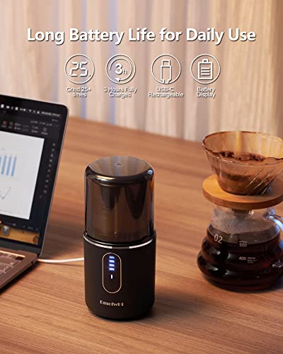 Cordless Coffee Grinder Electric, DmofwHi USB Rechargeable Coffee Bean Grinder with 304 Stainless Steel Blade and Removable Bowl-Black - Image 4