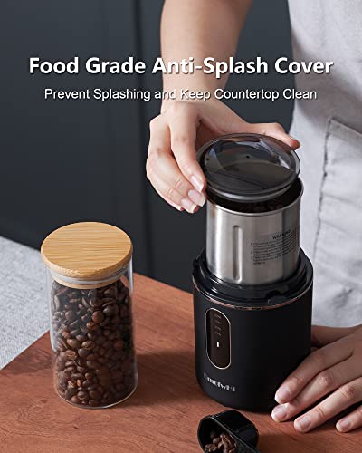 Cordless Coffee Grinder Electric, DmofwHi USB Rechargeable Coffee Bean Grinder with 304 Stainless Steel Blade and Removable Bowl-Black - Image 5