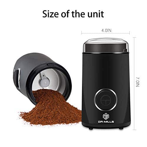 DR MILLS DM-7441 Coffee Grinder Electric,Coffee Bean Grinder,Spice Grinder,Blade & cup made with SUS304 stianlees steel (Black) - Image 2