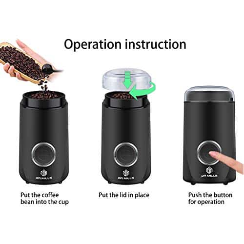 DR MILLS DM-7441 Coffee Grinder Electric,Coffee Bean Grinder,Spice Grinder,Blade & cup made with SUS304 stianlees steel (Black) - Image 4