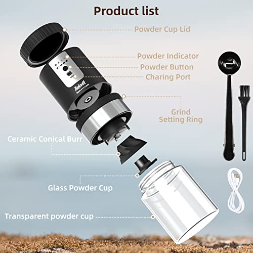 Electric Burr Grinder, Tulevik Portable Single Coffee Maker for Camping, 5 Grind Settings AutomaticCoffee Bean Grinder with for Travel/Camping/Espresso/PourOver/Drip - Image 4
