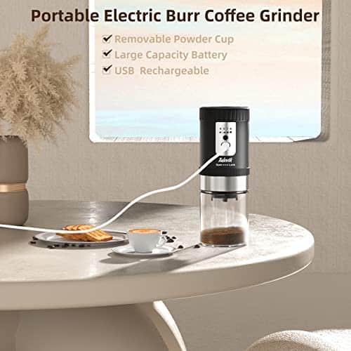 Electric Burr Grinder, Tulevik Portable Single Coffee Maker for Camping, 5 Grind Settings AutomaticCoffee Bean Grinder with for Travel/Camping/Espresso/PourOver/Drip - Image 5