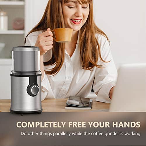 Electric Coffee Grinder with 1 Removable Cup, Adjustable Coffee Bean Grinder for Beans, Spice, Herb, Nut, Flax Seed, 300W Powerful Electric Spice Grinder with Non-Slip Feet,... - Image 7
