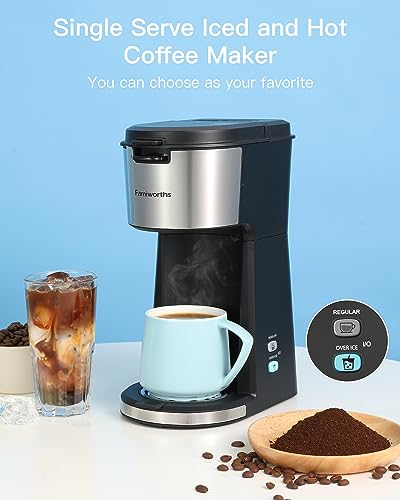 Famiworths Iced Coffee Maker with Milk Frother, Hot and Cold Single Serve Coffee Maker for K Cup Pod and Ground, Compact Coffee Machine 2 in 1 with Self Cleaning, for Home,... - Image 2