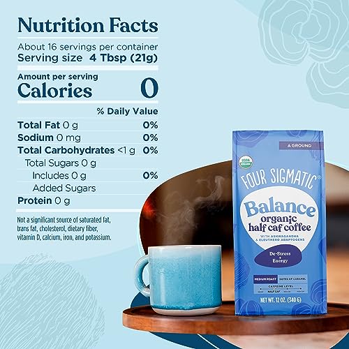 Four Sigmatic Organic Adaptogen Ground Coffee | Medium Roast USDA Organic and Fair Trade Coffee with Ashwagandha, Chaga Mushroom, Eleuthero and Tulsi | Focus and Energy Boosting... - Image 3