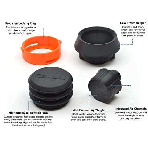 FusedLine Single Dose Hopper with Silicone Bellows and Anti-Popcorning Weight | Compatible with Breville Smart Grinder Pro | Black - Image 3