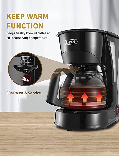 Gevi 4 Cups Small Coffee Maker, Compact Coffee Machine with Reusable Filter, Warming Plate and Coffee Pot for Home and Office - Image 3