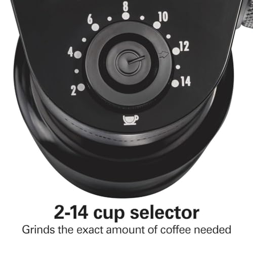 Hamilton Beach Electric Burr Coffee Grinder with Large 16oz Hopper & 18 Settings For 2-14 Cups, Stainless Steel (80385) - Image 3