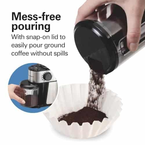 Hamilton Beach Electric Burr Coffee Grinder with Large 16oz Hopper & 18 Settings For 2-14 Cups, Stainless Steel (80385) - Image 4