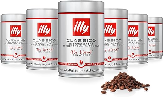 Illy Caffe Whole Bean Coffee, Classico Medium Roast, 100% Arabica Coffee, 8.8 Ounce (Pack of 6)