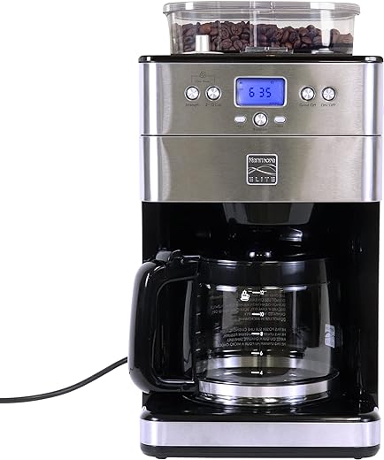 Kenmore Elite Grind and Brew Coffee Maker w/ Burr Grinder, 12 Cup Programmable Automatic Timer Brew Coffee Machine, Air-Tight Bean Hopper, Grind Size and Brew Strength...