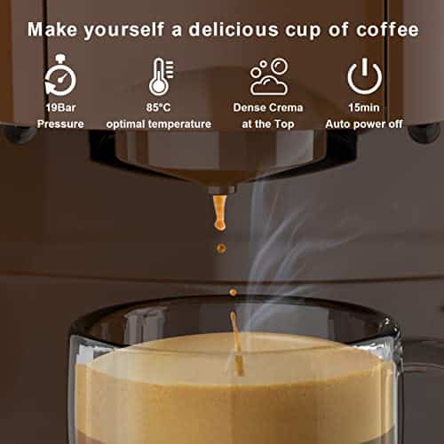 KOTLIE Single Serve Coffee Maker,4in1 Espresso Machine for Nespresso Pods/K cups/L'OR/Ground Coffee/illy Coffee ESE,19Bar Espresso Maker,1450W Fast Heat Coffee Machine(Coffee) - Image 4