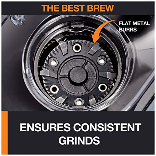 Krups Precision Plastic and Stainless Steel Flat Burr Grinder 12 Cup 110 Watts 12 Grind Settings, Drip, French Press, Espresso, Pour Over, Cold Brew Black - Image 3