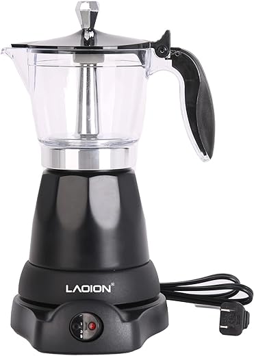 LAOION Cafeteras Electricas Espresso Cuban Coffee Maker 6 Cup (Espresso Cup=50ml), Electric Moka Pot with Clear Percolator & Overheat Protection, 300ml Italian Coffee Maker for...