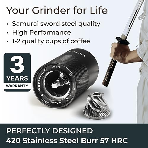 Manual Coffee Grinder by Alpaca Ventures - Stainless Steel Conical Burr Coffee Grinder Manual with Adjustable Setting Double Bearing Hand Espresso Grinder Perfect for Home,... - Image 2