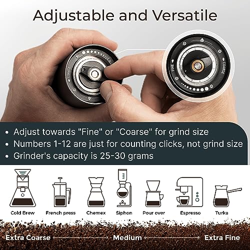 Manual Coffee Grinder by Alpaca Ventures - Stainless Steel Conical Burr Coffee Grinder Manual with Adjustable Setting Double Bearing Hand Espresso Grinder Perfect for Home,... - Image 3