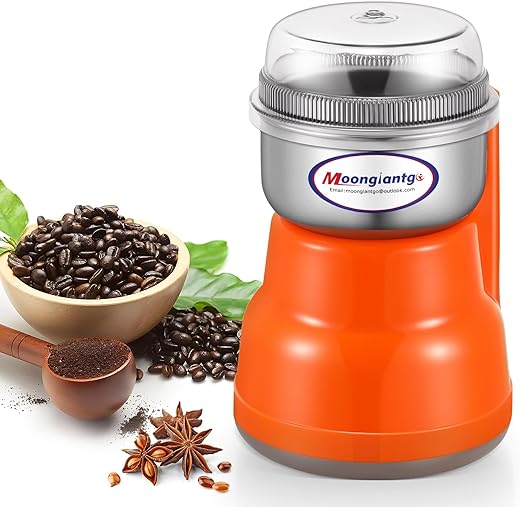Moongiantgo Coffee Grinder Electric 350W Mini Spice Grain Mill, Easy Press to Grind, for Dry Spices Seeds Rice Beans Seasonings, 110V