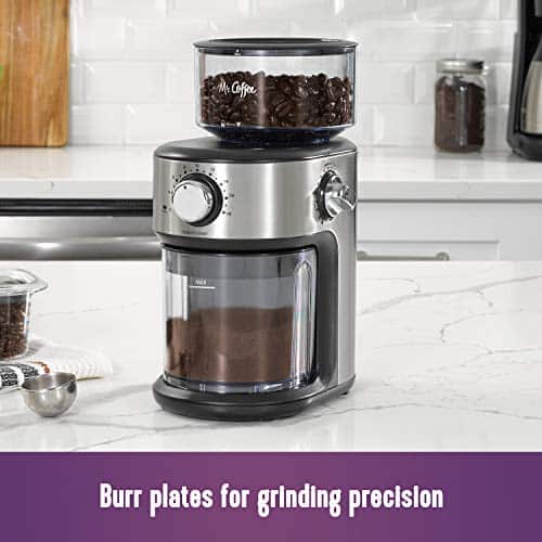 Mr. Coffee Burr Coffee Grinder, Automatic Grinder with 18 Presets for French Press, Drip Coffee, and Espresso, 18-Cup Capacity, Stainless Steel - Image 2