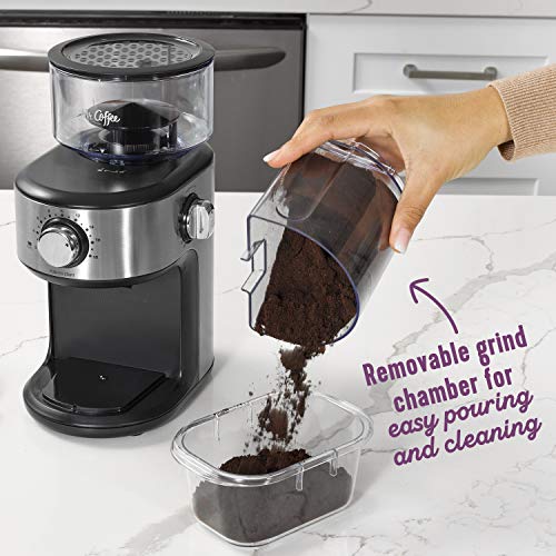 Mr. Coffee Burr Coffee Grinder, Automatic Grinder with 18 Presets for French Press, Drip Coffee, and Espresso, 18-Cup Capacity, Stainless Steel - Image 6