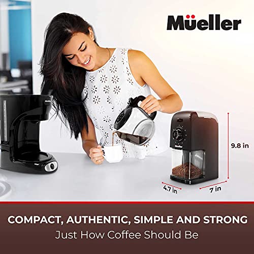 Mueller SuperGrind Burr Coffee Grinder Electric with Removable Burr Grinder Part - 12 Cups of Coffee, 17 Grind Settings with 5,8oz/164g Coffee Bean Hopper Capacity, Matte Black - Image 5
