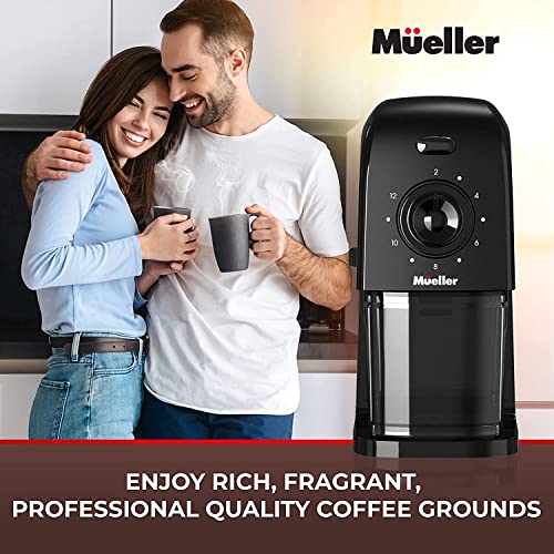 Mueller SuperGrind Burr Coffee Grinder Electric with Removable Burr Grinder Part - 12 Cups of Coffee, 17 Grind Settings with 5,8oz/164g Coffee Bean Hopper Capacity, Matte Black - Image 7