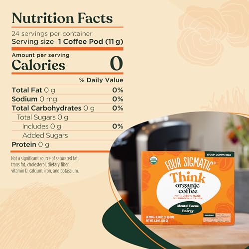 Mushroom Coffee K-Cups by Four Sigmatic | Organic and Fair Trade Dark Roast Coffee with Lion’s Mane, Chaga & Mushroom Powder | Focus & Immune Support | Vegan & Keto |... - Image 3