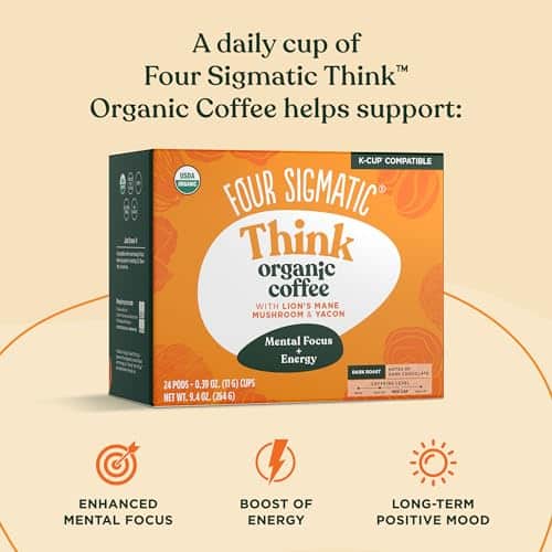 Mushroom Coffee K-Cups by Four Sigmatic | Organic and Fair Trade Dark Roast Coffee with Lion’s Mane, Chaga & Mushroom Powder | Focus & Immune Support | Vegan & Keto |... - Image 5