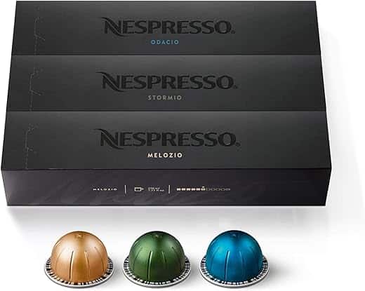 Nespresso Capsules VertuoLine, Medium and Dark Roast Coffee, Variety Pack, Stormio, Odacio, Melozio, 30 Count, Brews 7.77 Fl Oz (Pack of 3 )