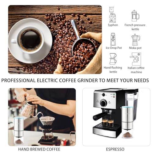NewlukPro Coffee Grinder Electric, Portable Mini Conical Burr Mill, Stainless Steel Compact Cafe Grind with Precise Adjustable Settings,Automatic Coffee Bean Grinding for Drip... - Image 2