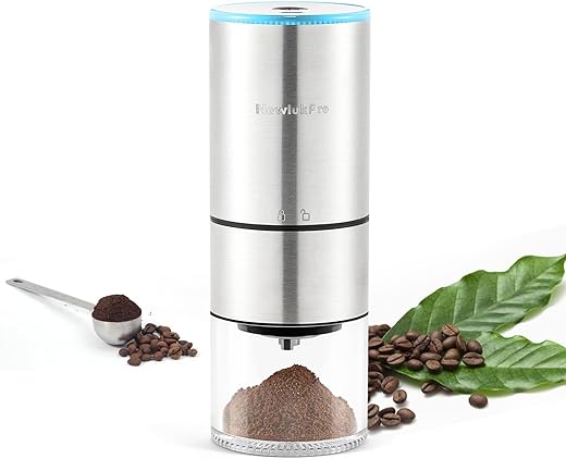 NewlukPro Coffee Grinder Electric, Portable Mini Conical Burr Mill, Stainless Steel Compact Cafe Grind with Precise Adjustable Settings,Automatic Coffee Bean Grinding for Drip...
