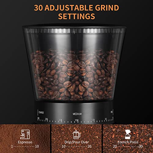 Ollygrin Coffee Bean Burr Mill Grinder, Electric and Automatic Conical Burr Coffee Grinder With 30 Adjustable Grind Settings For 2-12 Cups - Image 4