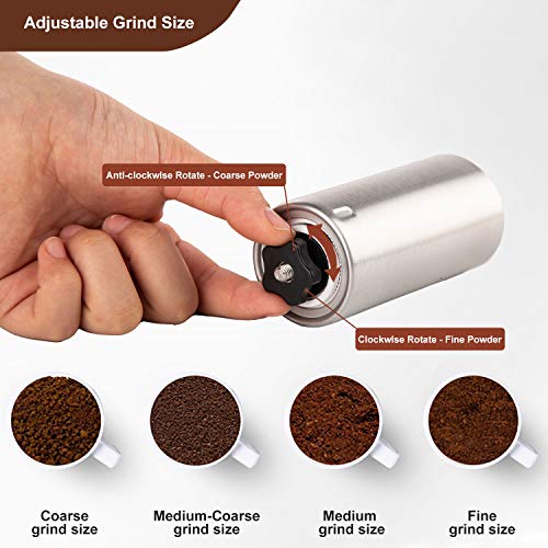PARACITY Manual Coffee Bean Grinder Stainless Steel Hand Coffee Mill Ceramic Burr for Aeropress, Drip Coffee, Espresso, French Press, Turkish Brew - Image 2