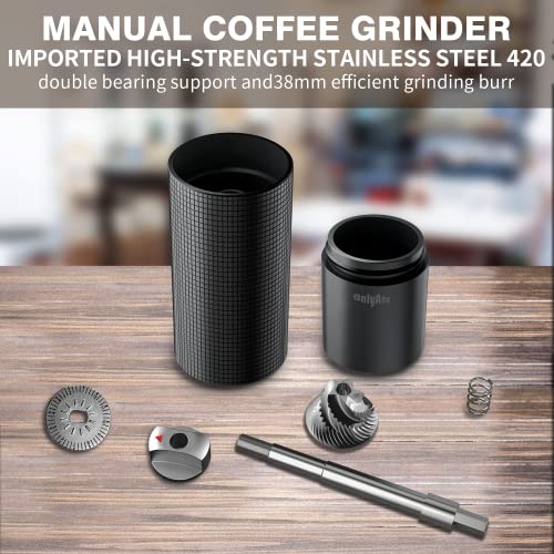 Permanent Warranty Manual Coffee Grinder Hand Stainless Steel Conical Burr Settings Adjustable Espresso Coffee Grinder (Threaded Black) - Image 4