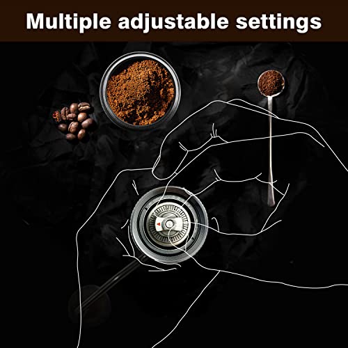 Permanent Warranty Manual Coffee Grinder Hand Stainless Steel Conical Burr Settings Adjustable Espresso Coffee Grinder (Threaded Black) - Image 6