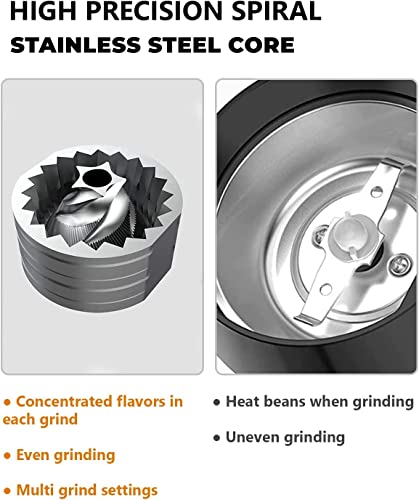 Portable Electric Burr Coffee Grinder: CONQUECO Small Coffee Bean Grinding Machine - Rechargeable Stainless Conical Burr Grinders with Multiple Grind Settings, 20g (with Brush) - Image 3