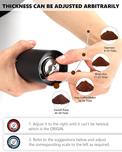 Portable Electric Burr Coffee Grinder: CONQUECO Small Coffee Bean Grinding Machine - Rechargeable Stainless Conical Burr Grinders with Multiple Grind Settings, 20g (with Brush) - Image 5