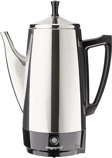 Presto 02811 12-Cup Stainless Steel Coffee Maker, 9.7"D x 13.1"W x 6.2"H