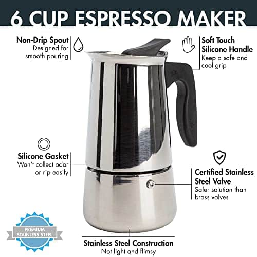 Primula Premium Stainless Steel Stovetop Espresso and Coffee Maker, 6-Cup - Image 3