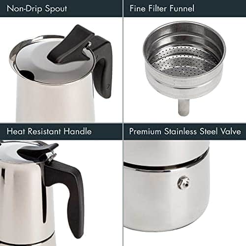 Primula Premium Stainless Steel Stovetop Espresso and Coffee Maker, 6-Cup - Image 4
