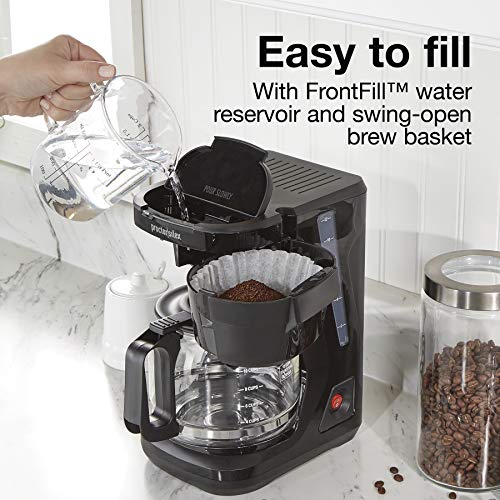 Proctor Silex FrontFill Drip Coffee Maker, Digital & Programmable, 12 Cup Glass Carafe, Black and Silver (43685PS) - Image 2
