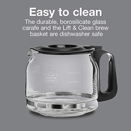 Proctor Silex FrontFill Drip Coffee Maker, Digital & Programmable, 12 Cup Glass Carafe, Black and Silver (43685PS) - Image 6