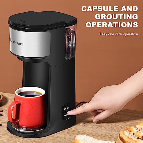 Ranbomer Single Serve Coffee Maker, K Cup and Ground Coffee Machine 2 in 1, 6 to 14 Oz Brew Sizes, Mini One Cup Coffee Maker with Self cleaning Function, Fits Travel Mug, Black - Image 4