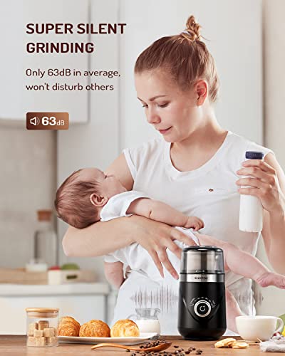 SHARDOR Adjustable Coffee Grinder Electric, Spice Grinder, Coffee Bean Grinder, Espresso Grinder with 1 Removable Stainless Steel Bowl, Black - Image 3