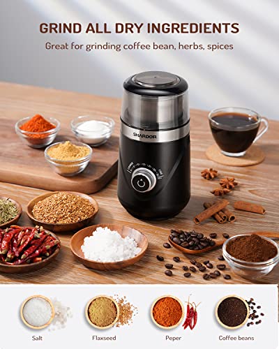 SHARDOR Adjustable Coffee Grinder Electric, Spice Grinder, Coffee Bean Grinder, Espresso Grinder with 1 Removable Stainless Steel Bowl, Black - Image 4
