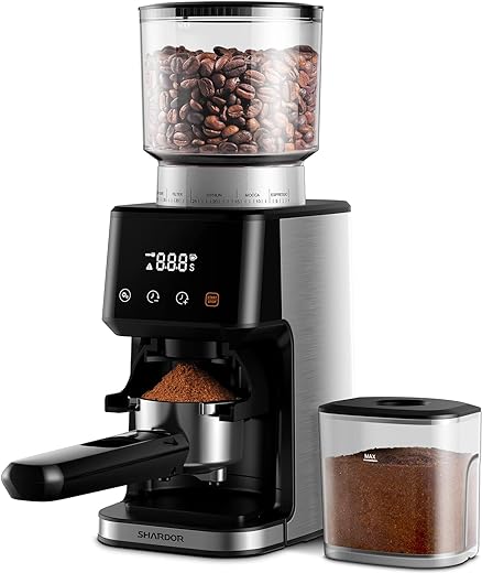 SHARDOR Anti-static Conical Burr Coffee Grinder Electric for Espresso with Precision Electronic Timer, Touchscreen Adjustable Coffee Bean Grinder with 51 Precise Settings,...