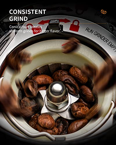 SHARDOR Conical Burr Coffee Grinder Electric with Precision Electronic Timer, Adjustable Burr Mill with 48 Precise Settings, Touchscreen, Anti-static, Brushed Stainless Steel - Image 3